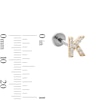 Thumbnail Image 2 of 14K Gold and Titanium CZ "K" Initial Stud – 18G 5/16"