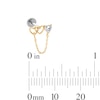 Thumbnail Image 2 of 14K Hollow Gold and Titanium CZ Open Heart Bar Chain Stud - 18G 5/16"