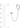 Solid Sterling Silver CZ Ball Stud and Huggie with Chain