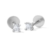 Thumbnail Image 1 of Solid Sterling Silver 2mm CZ Princess-Cut Solitaire Flat Back Studs