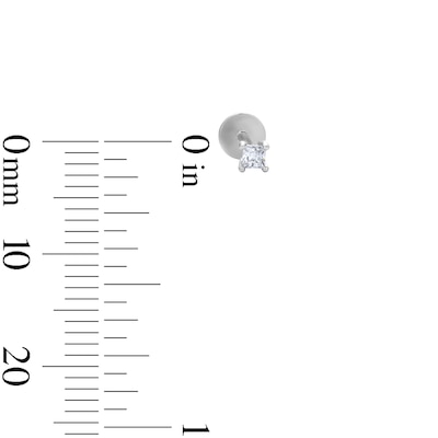 Solid Sterling Silver 2mm CZ Princess-Cut Solitaire Flat Back Studs