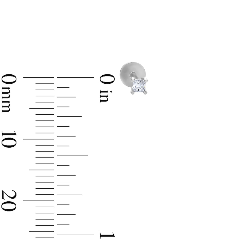 Main Image 2 of Solid Sterling Silver 2mm CZ Princess-Cut Solitaire Flat Back Studs