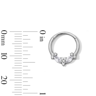 Titanium Marquise and Round CZ Hoop - 16G 7/16"
