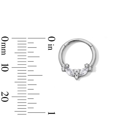 Titanium Marquise and Round CZ Hoop - 16G 7/16"