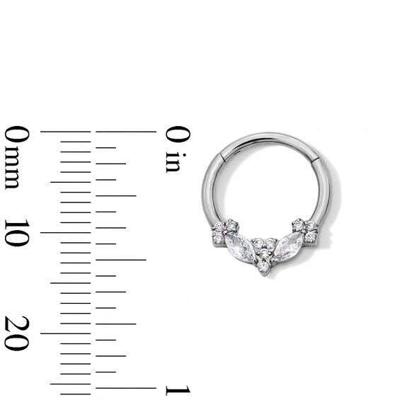 Titanium Marquise and Round CZ Hoop - 16G 7/16"