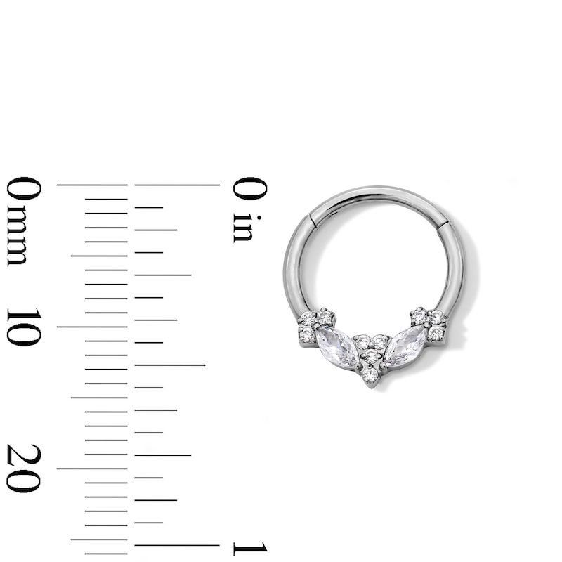 Main Image 2 of Titanium Marquise and Round CZ Hoop - 16G 7/16"