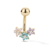 Thumbnail Image 1 of 14K Gold Plated Multi-Color CZ Flower Trio Belly Ring - 14G 3/8"
