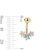 Thumbnail Image 2 of 14K Gold Plated Multi-Color CZ Flower Trio Belly Ring - 14G 3/8"