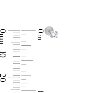 Solid Sterling Silver 3mm CZ Round Solitaire Flat Back Studs