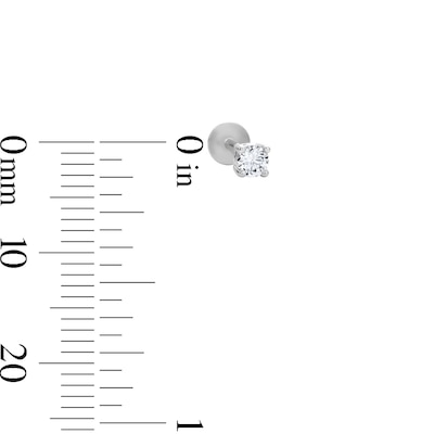 Solid Sterling Silver 3mm CZ Round Solitaire Flat Back Studs