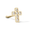 Thumbnail Image 1 of 10K Solid Gold CZ Cross Bone-Style Nose Stud - 22G 1/4"