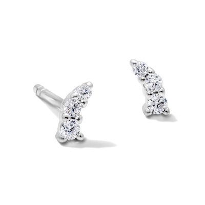 Solid Sterling Silver CZ Mini Crawler Studs