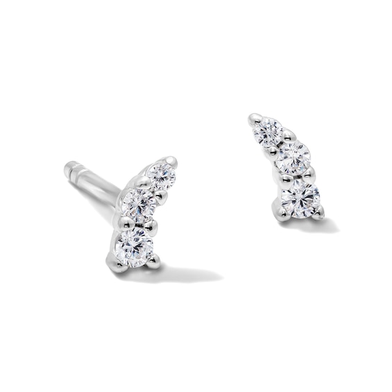 Solid Sterling Silver CZ Mini Crawler Studs