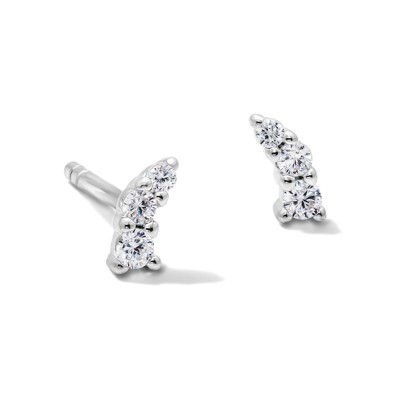 Solid Sterling Silver CZ Mini Crawler Studs
