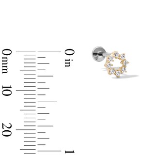 14K Hollow Gold and Titanium CZ Circle Stud - 18G 5/16"