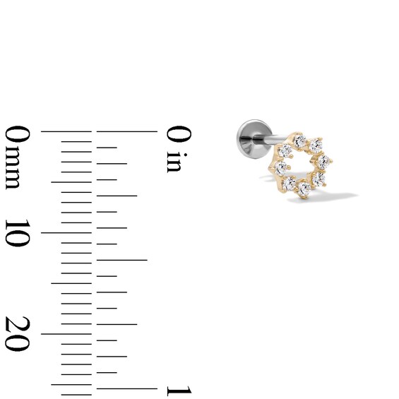 14K Hollow Gold and Titanium CZ Circle Stud - 18G 5/16"