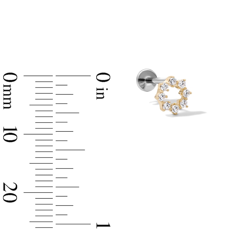 Main Image 2 of 14K Hollow Gold and Titanium CZ Circle Stud - 18G 5/16"