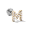 Thumbnail Image 1 of 14K Gold and Titanium CZ "M" Initial Stud – 18G 5/16"