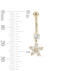 Thumbnail Image 2 of 10K Hollow Gold and Yellow Ion-Plated CZ Flower Dangle Belly Ring - 14G 3/8"