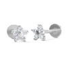 Thumbnail Image 1 of Solid Sterling Silver CZ Flower Flat Back Studs