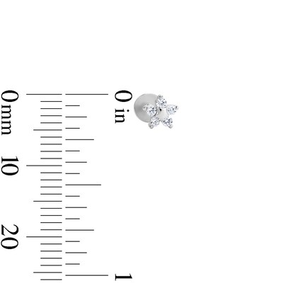 Solid Sterling Silver CZ Flower Flat Back Studs