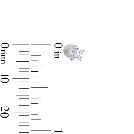 Solid Sterling Silver CZ Flower Flat Back Studs