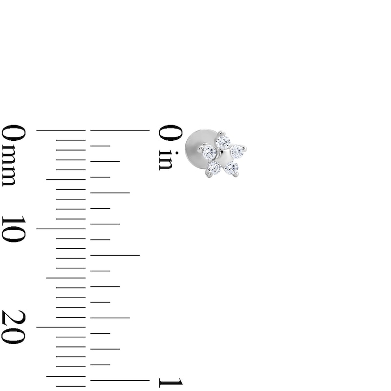 Main Image 2 of Solid Sterling Silver CZ Flower Flat Back Studs