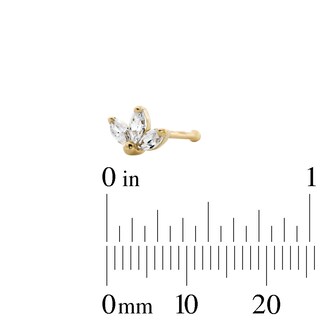 10K Solid Gold Marquise CZ Cluster Bone-Style Nose Stud - 22G 1/4"