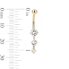 Thumbnail Image 2 of 10K Hollow Gold and Yellow Ion-Plated CZ Three Stone Dangle Belly Ring - 14G 3/8"
