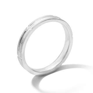 Solid Sterling Silver High Polish Grooved Band - Size 10