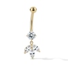 Thumbnail Image 1 of 10K Hollow Gold and Yellow Ion-Plated CZ Marquise Dangle Belly Ring - 14G 3/8"