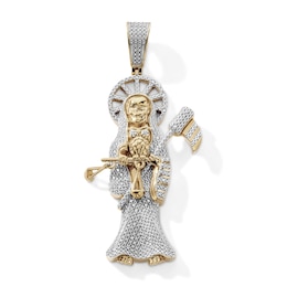 14K Gold Plated 1/6 CT. T.W. Lab-Grown Diamond Santa Muerte Necklace Charm