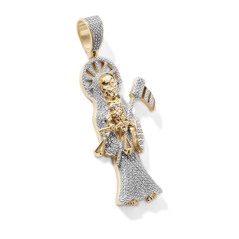 14K Gold Plated 1/6 CT. T.W. Lab-Grown Diamond Santa Muerte Necklace Charm