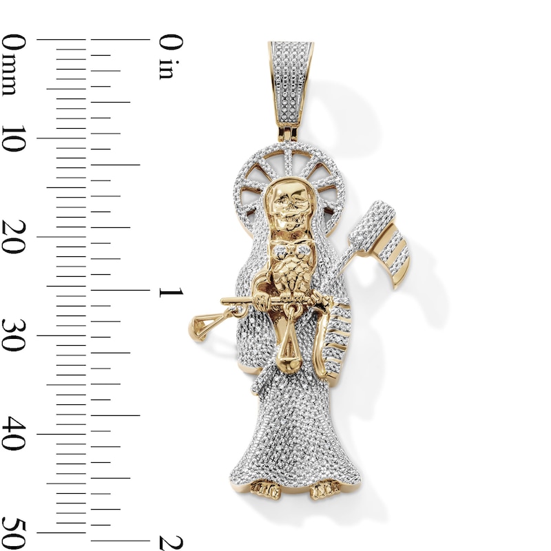 14K Gold Plated 1/6 CT. T.W. Lab-Grown Diamond Santa Muerte Necklace Charm