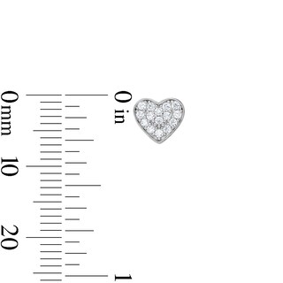Solid Sterling Silver CZ Pavé Heart Flat Back Studs