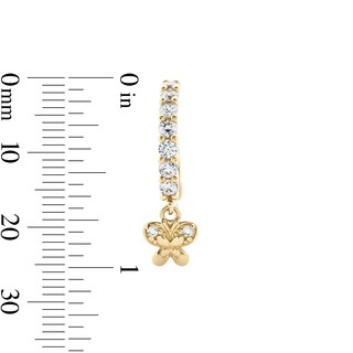 10K Solid Gold CZ Butterfly Dangle Nose Hoop - 20G 5/16"