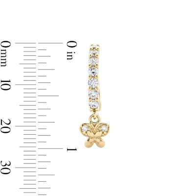 10K Solid Gold CZ Butterfly Dangle Nose Hoop - 20G 5/16"