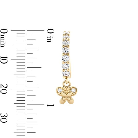 10K Solid Gold CZ Butterfly Dangle Nose Hoop - 20G 5/16"
