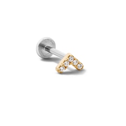 14K Hollow Gold and Titanium CZ Chevron Stud – 18G 5/16"