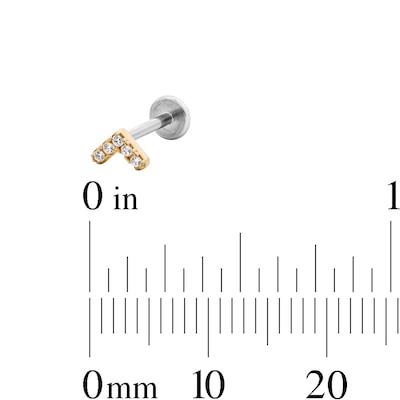 14K Hollow Gold and Titanium CZ Chevron Stud – 18G 5/16"