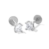 Thumbnail Image 1 of Solid Sterling Silver 3mm CZ Princess-Cut Flat Back Studs