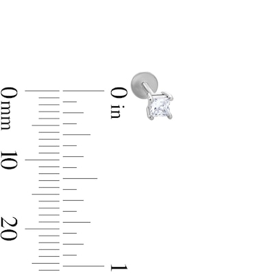 Solid Sterling Silver 3mm CZ Princess-Cut Flat Back Studs