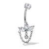 Thumbnail Image 1 of Titanium CZ Marquise Cluster Chain Dangle Belly Ring - 14G 7/8"