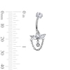 Thumbnail Image 2 of Titanium CZ Marquise Cluster Chain Dangle Belly Ring - 14G 7/8"