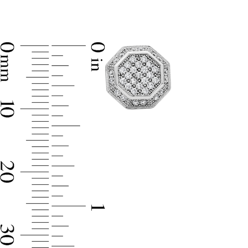 Main Image 2 of Sterling Silver CZ Composite Octagon Studs