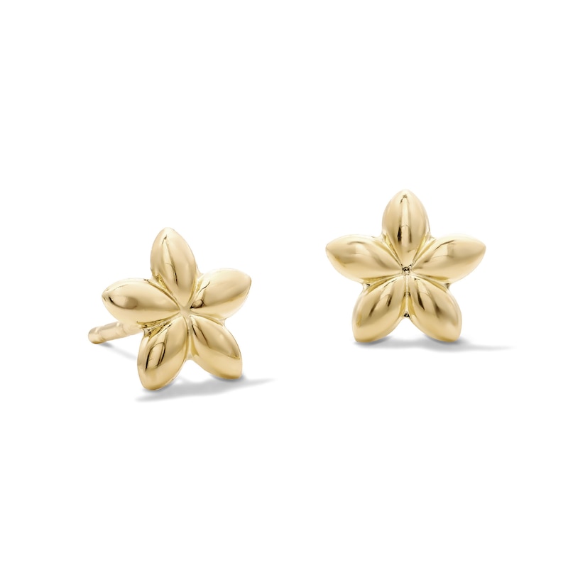 Main Image 1 of 10K Semi-Solid Gold Polished Flower Petal Studs