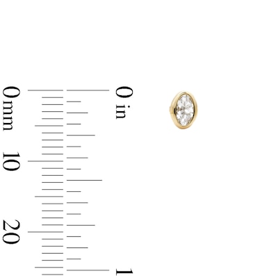 10K Semi-Solid Gold CZ Oval Bezel Studs