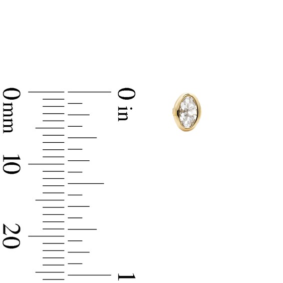 10K Semi-Solid Gold CZ Oval Bezel Studs
