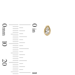 10K Semi-Solid Gold CZ Pear Bezel Studs