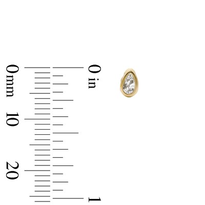 10K Semi-Solid Gold CZ Pear Bezel Studs